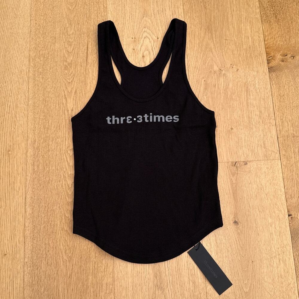 Three Times - Heart Stud Sleeveless Tank in Black & Gray